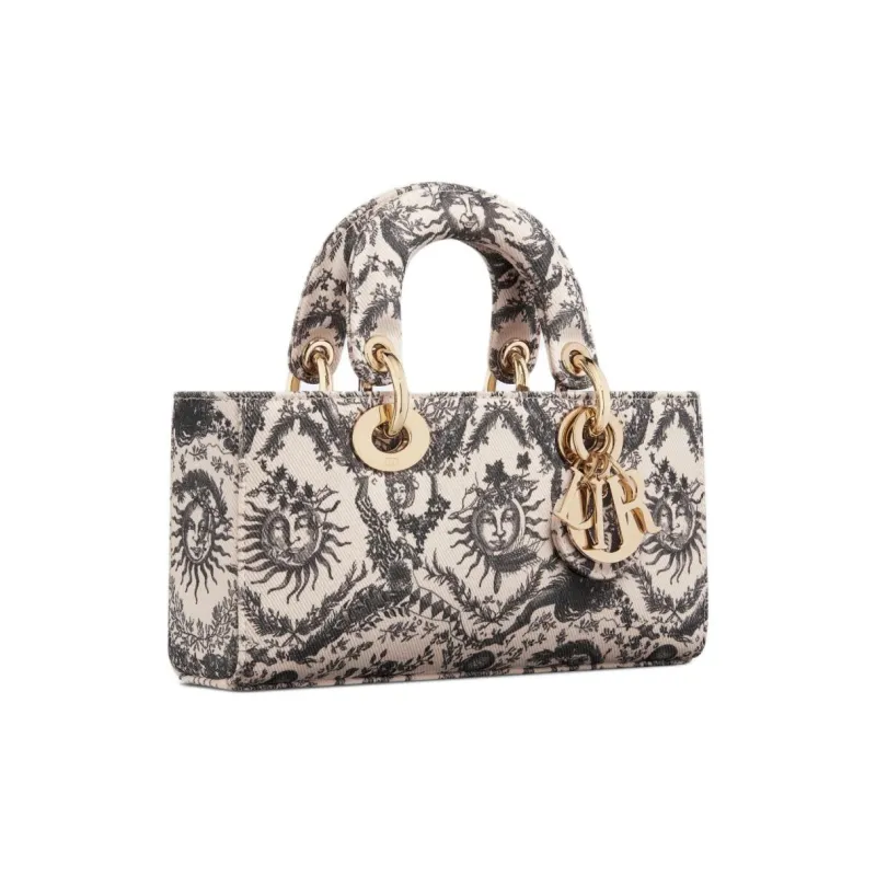 DIOR Lady D-JOY Denim Shoulder Bag Crossbody Bag Handbag Small Size Women's Black & White-3