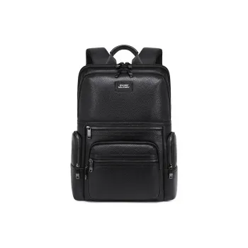 SWISS MILITARY Cow Leather Backpack Unisex Black