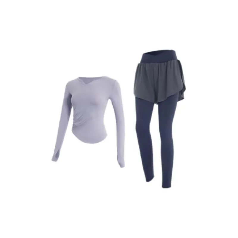 SINGLELADY Yoga Sets Polyester Pilates Training Quick-Dry Workout Clothing-12