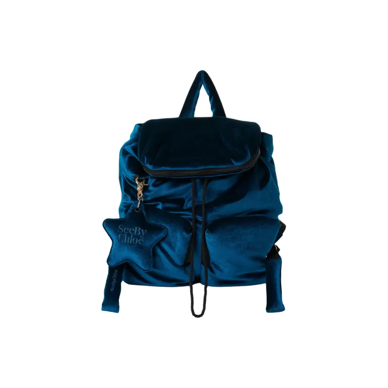 See By Chloe Velvet Backpack Women's Deep Sea-0