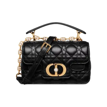 DIOR Wicker Pattern Cow Leather Shoulder Bag, Crossbody Bag, Handbag Mini Women's Black