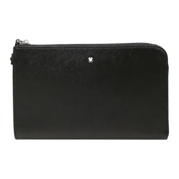 MONTBLANC MONTBLANC Leather Clutch Small Size Men's Black