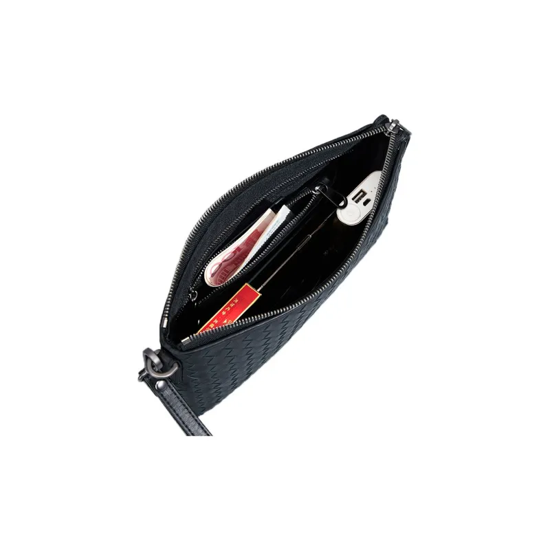 CMLZIUA Top Grain Cow Leather Clutch Unisex Black-4