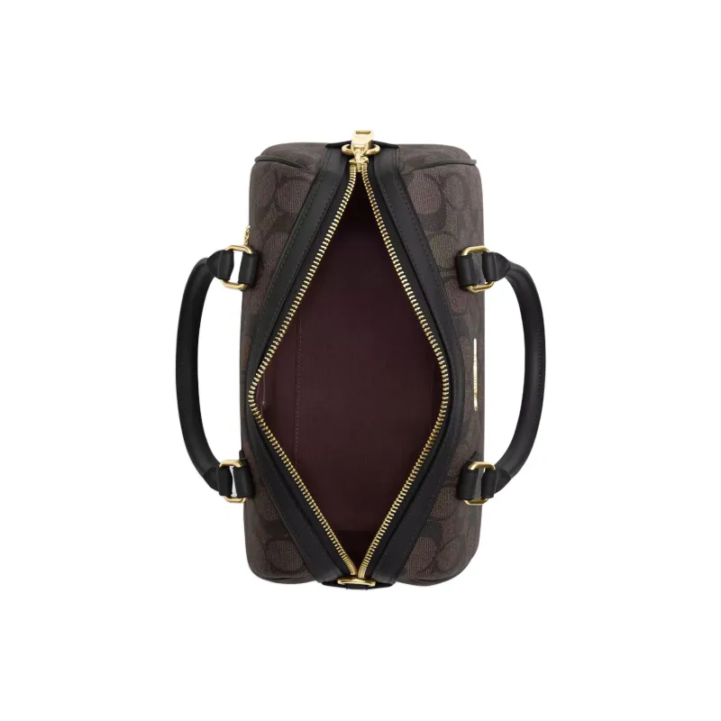 COACH Rowan Coated Canvas With Recycled Leather Handbag Shoulder Bag Crossbody Bag Large Size Women's Brown Black-2