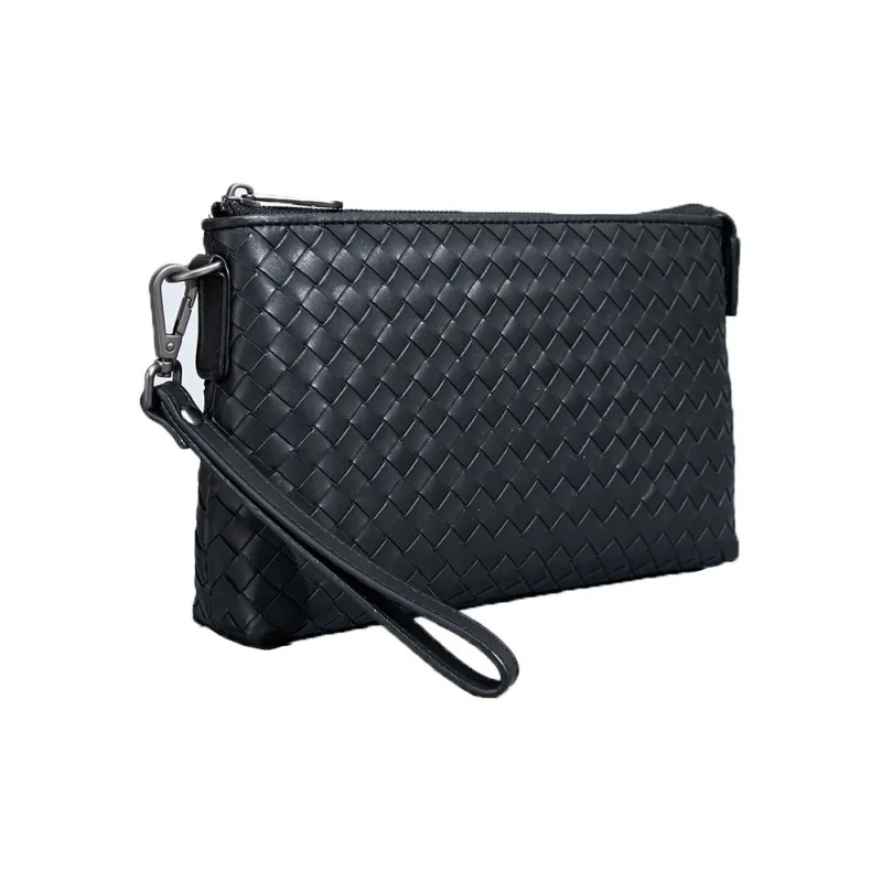 CMLZIUA Top Grain Cow Leather Clutch Unisex Black-1