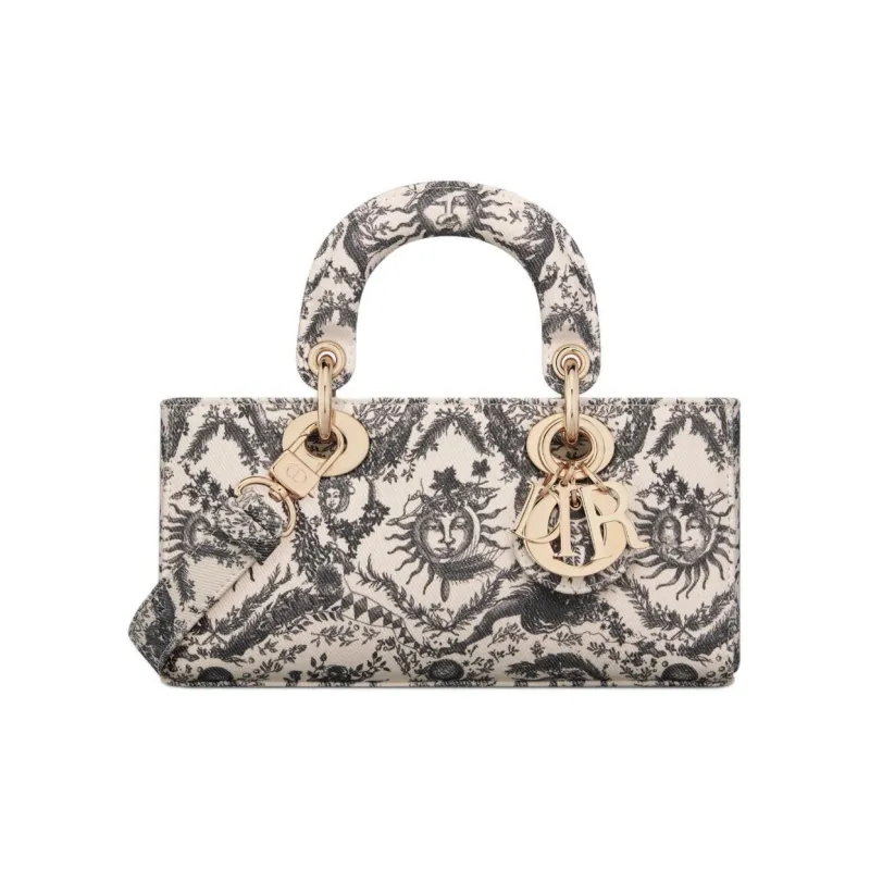 DIOR Lady D-JOY Denim Shoulder Bag Crossbody Bag Handbag Small Size Women's Black & White-0