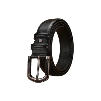 JW Pin Buckle Business Leather Belts Unisex Black Dark Brown Orange Width 3.3CM