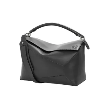 LOEWE Puzzle Shiny Cow Leather Shoulder Bag, Crossbody Bag, Handbag Men's Black