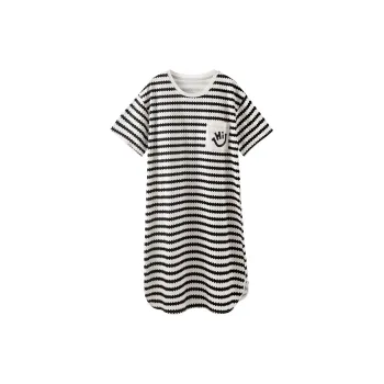 Sharefun Nightgown Women's Black Stripes