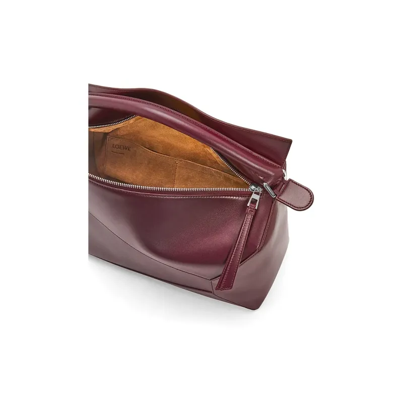 LOEWE Puzzle Shiny Cow Leather Shoulder Bag Crossbody Bag Handbag Men's Burgundy Red-5