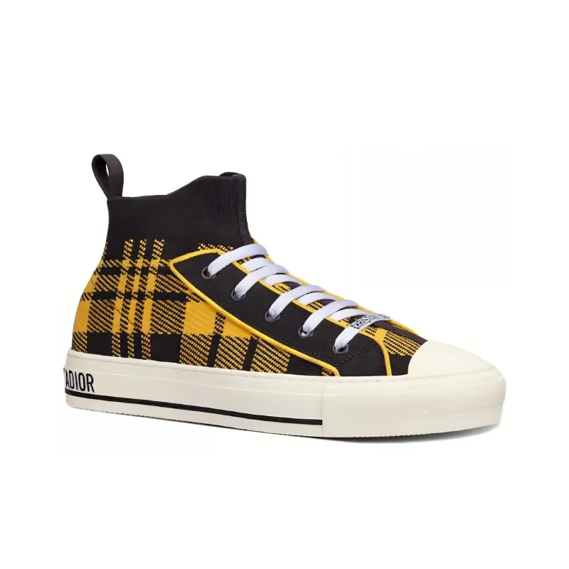 DIOR Walk'n'Dior Platform Shoes High-Top Stylish Skateboarding Shoes Women's Yellow Black-2