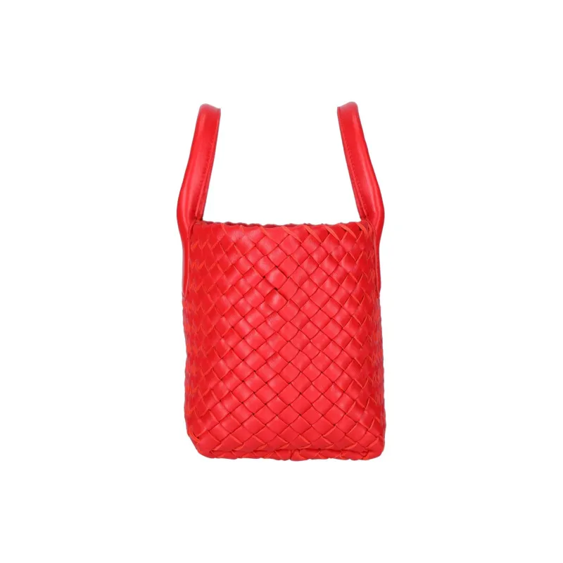 Bottega Veneta CABAT Leather Crossbody Handbags Mini Women's Red-3