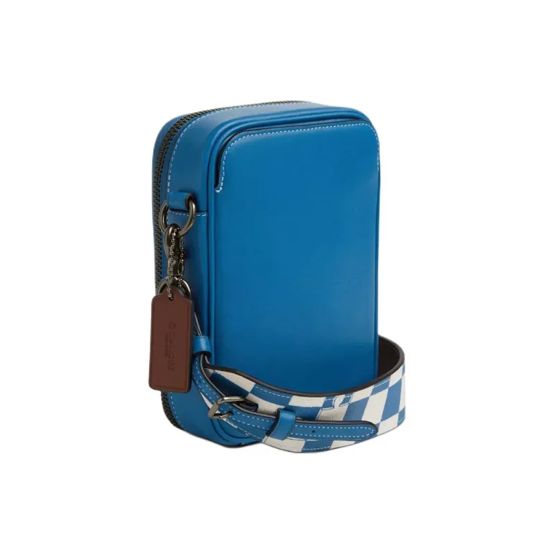 COACH Stanton Smooth Calfskin With Coated Canvas Shoulder Bag Crossbody Bag Small Size Women's Crown Blue Raven-1