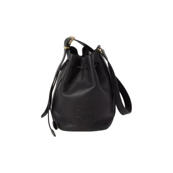 MIU MIU Leather Bucket Bags Shoulder Bag Crossbody Bag Women's Black