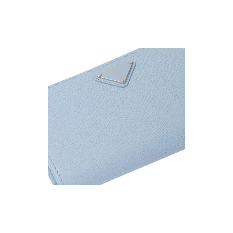 PRADA Saffiano Leather Wallet Large Size Women's Light Blue-5