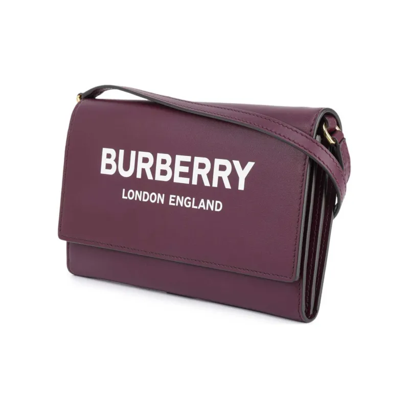 Burberry Printed Logo Leather Crossbody Bag Women's Mahogany Red-3