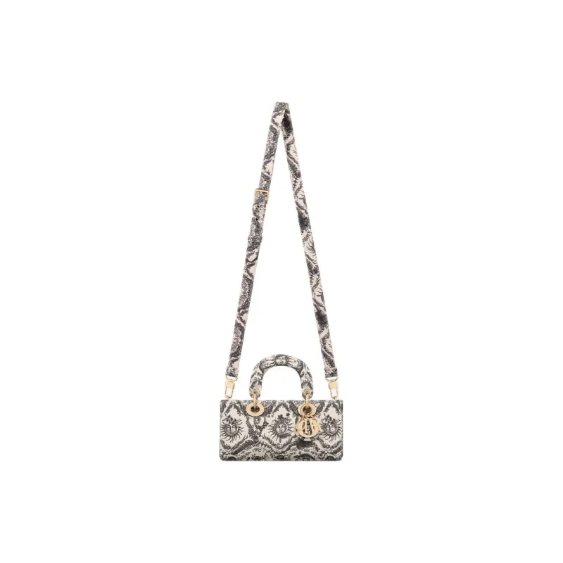 DIOR Lady D-JOY Denim Shoulder Bag Crossbody Bag Handbag Small Size Women's Black & White-1