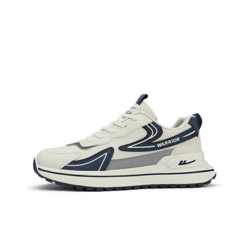 Warrior Cushioning, Slip Resistant, Abrasion Resistant, Height Increasing Low Top Chunky Sneakers Men's Beige Blue-0