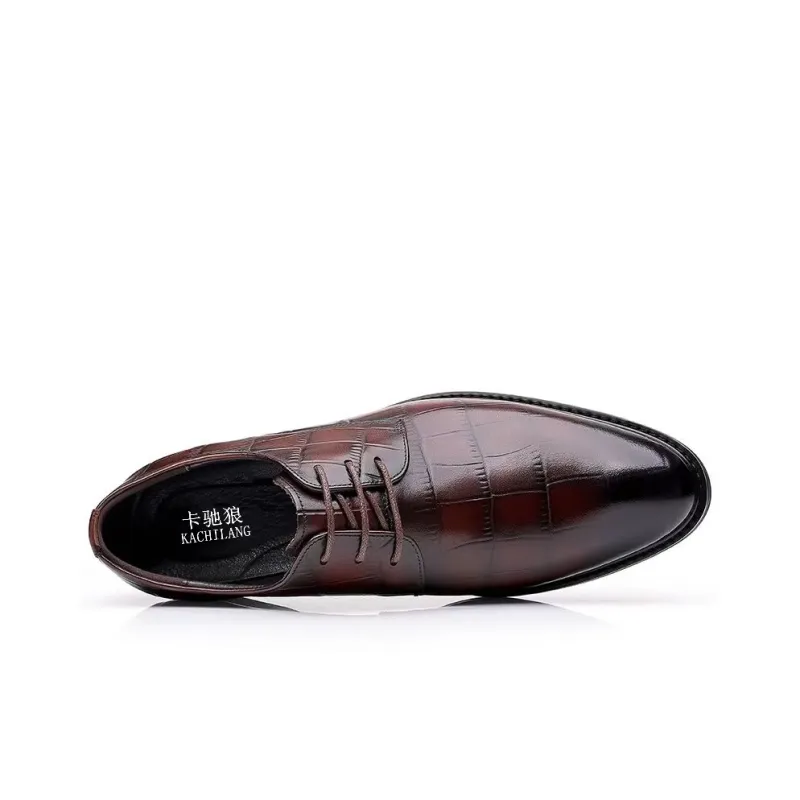 KACHILANG Dress Shoes Men Low Top Black/Brown-6