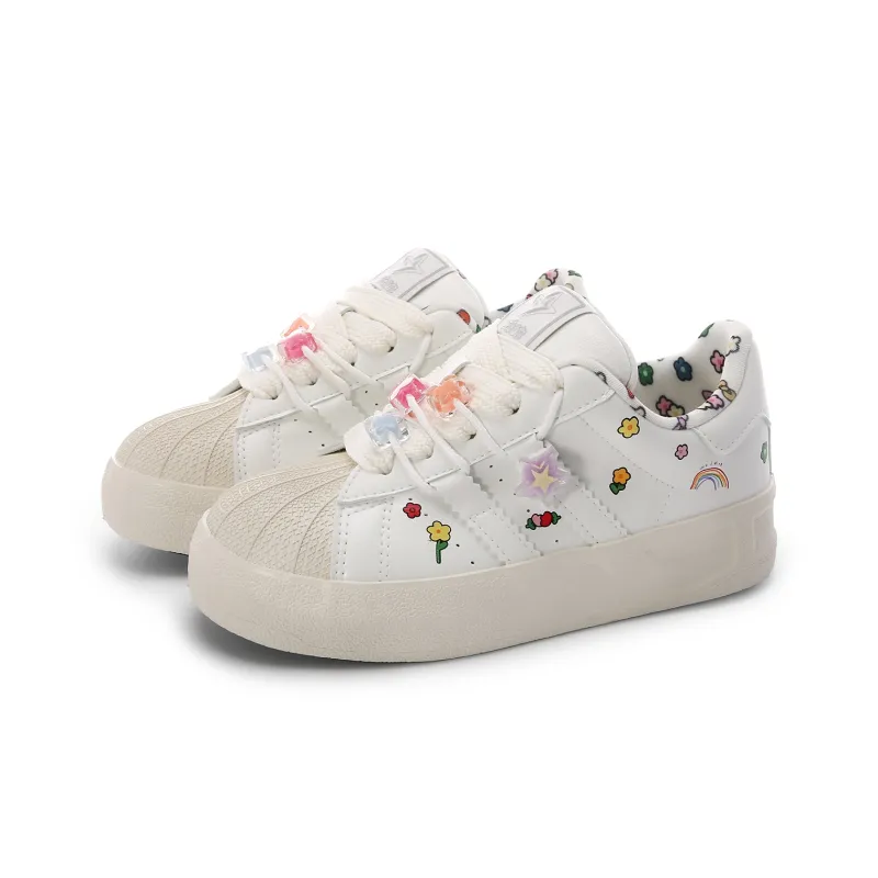 Lovely You Wear resistant And Lightweight Low Top Skateboard Shoes Women's White-1