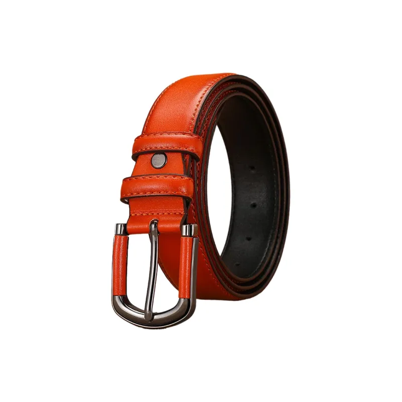 JW Cow Leather Belts Unisex Black, Dark Brown, Orange Width 3.3CM-4
