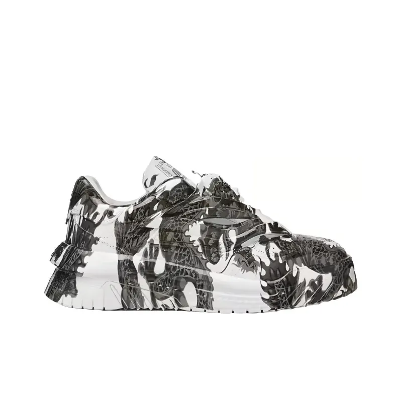 VERSACE Odissea Skateboard Shoes Men's Black White-1
