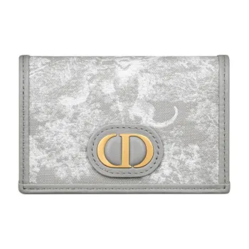 DIOR 30 Montaigne Jacquard Fabric Wallet Women's Gray