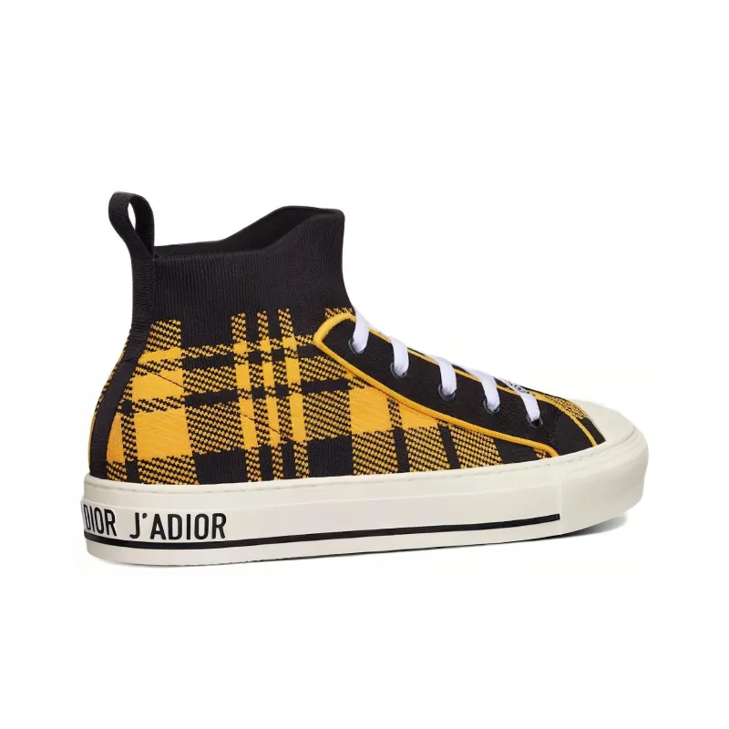 DIOR Walk'n'Dior Platform Shoes High-Top Stylish Skateboarding Shoes Women's Yellow Black-3
