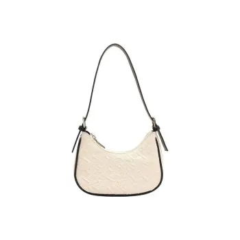 Boniu Denim Pleated Moon-Shaped Shoulder Bag Regular Women's White