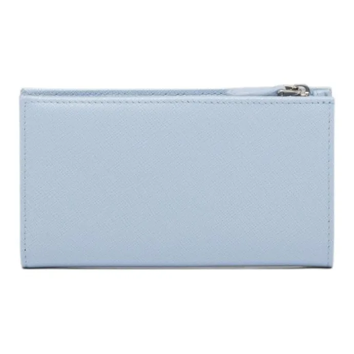 PRADA Saffiano Leather Wallet Large Size Women's Light Blue-1