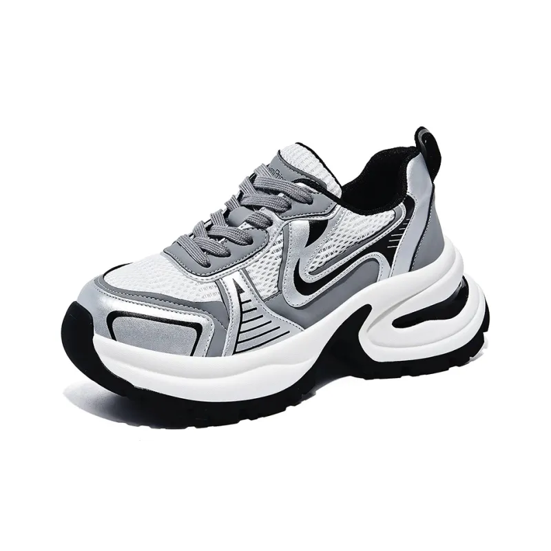A Poinsettia Princess Low Top Chunky Sneakers Women's Silver-1