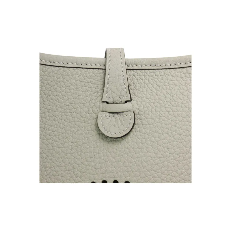 HERMES Evelyne Clemence Leather Ivorie Shoulder Bag Crossbody Bag Mini Women's Ice Crystal Gray-8