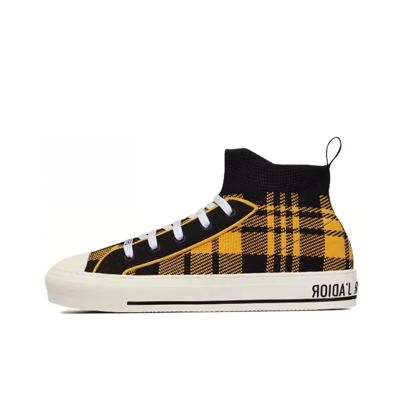DIOR Walk'n'Dior Platform Shoes High-Top Stylish Skateboarding Shoes Women's Yellow Black-0
