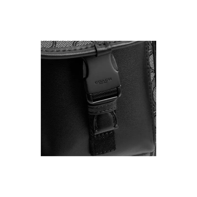 COACH Charter Fabric Cow Leather Patchwork Combo Bag Storage Bag Shoulder Bag Crossbody Bag Regular Men's Black-4