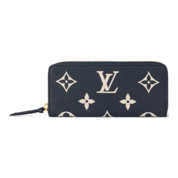 LOUIS VUITTON CLÉMENCE Leather Wallet Women's Dark Blue