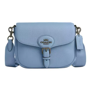 COACH Amelia Leather Saddle Bag, Shoulder Bag, Crossbody Bag Medium Size Women's Blue