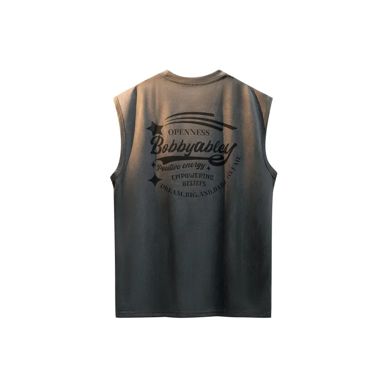 BOBBY ABLEY Versatile Loose Fit Straight Fit Letter Moisture Wicking Sleeveless Tank Top Unisex-5