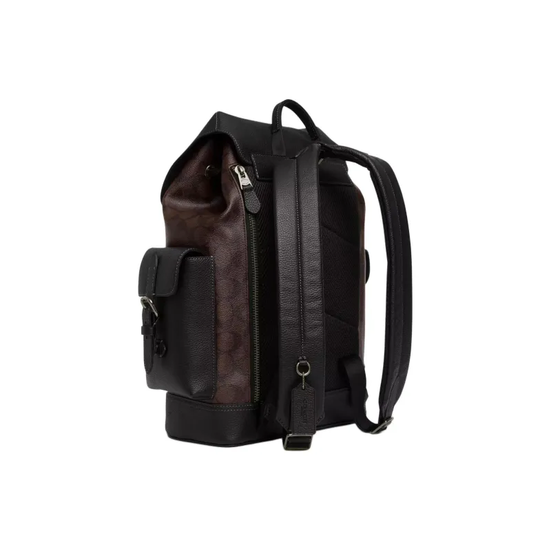 COACH Hudson Canvas With Leather Backpack Large Size Men's Mahogany & Black-1