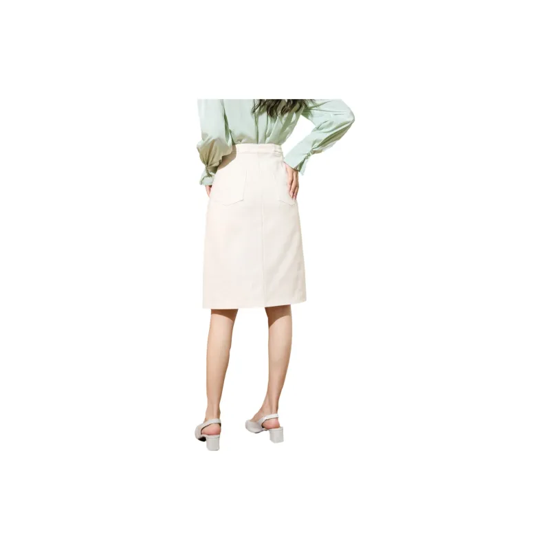 SMEN Casual Long Skirt Women's Beige-1