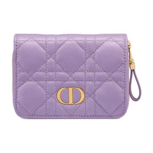 DIOR Caro Calfskin Wallet Women's Light Purple