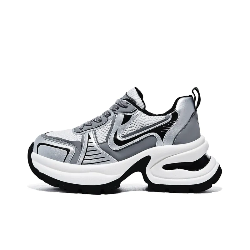 A Poinsettia Princess Low Top Chunky Sneakers Women's Silver-0