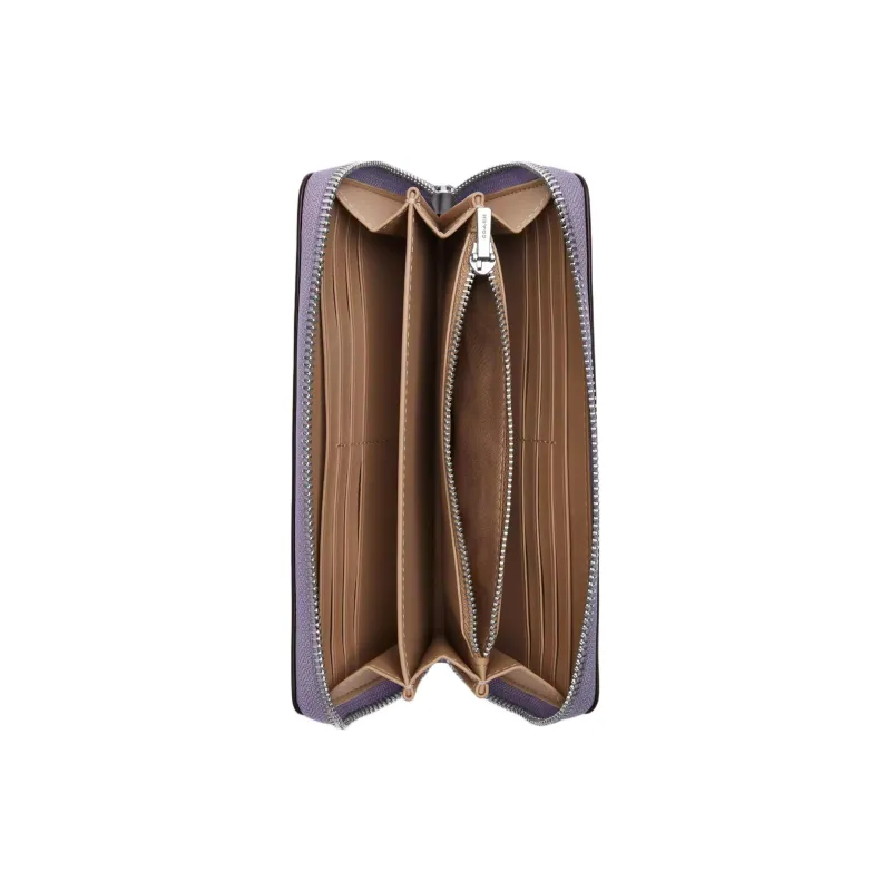COACH Zip Around Coated Canvas With Smooth Leather Wallet Small Size Women's Light Purple-1
