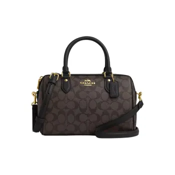 COACH Rowan Coated Canvas With Recycled Leather Handbag Shoulder Bag Crossbody Bag Large Size Women's Brown Black