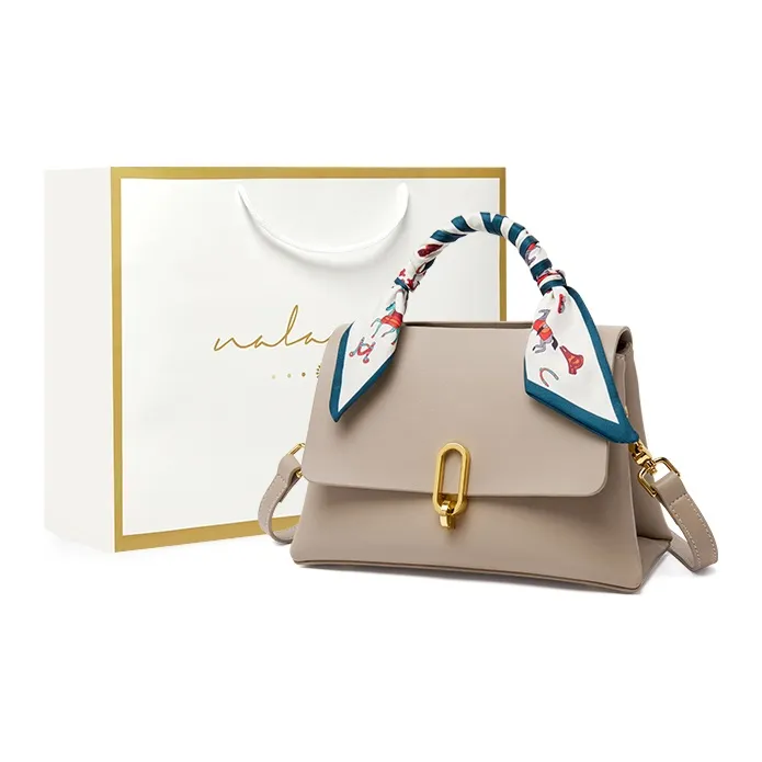 Narandu Cow Leather Crossbody Bag, Handbag, Shoulder Bag Medium Size Women's Ecru & Coffee-30