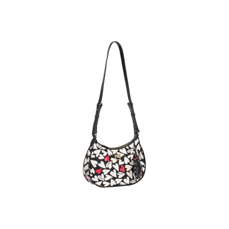 PINKO Cow Leather Bird Bag, Shoulder Bag, Crossbody Bag Trumpets Women's Black-1