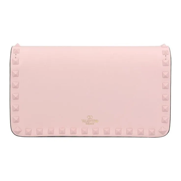 Valentino Rockstud Calfskin Wallet, Crossbody Bag, Shoulder Bag Women's Pink-0