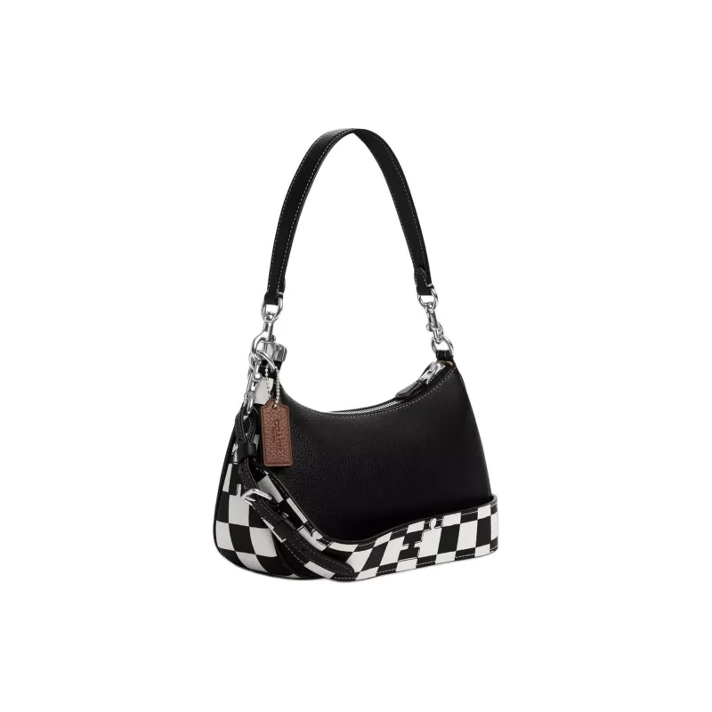 COACH Teri Pebbled Leather Crossbody Bag Shoulder Bag Women's Black & White-1