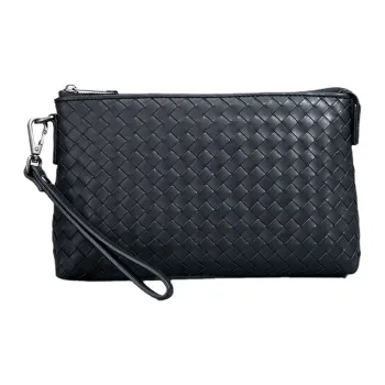 CMLZIUA Top Grain Cow Leather Clutch Unisex Black