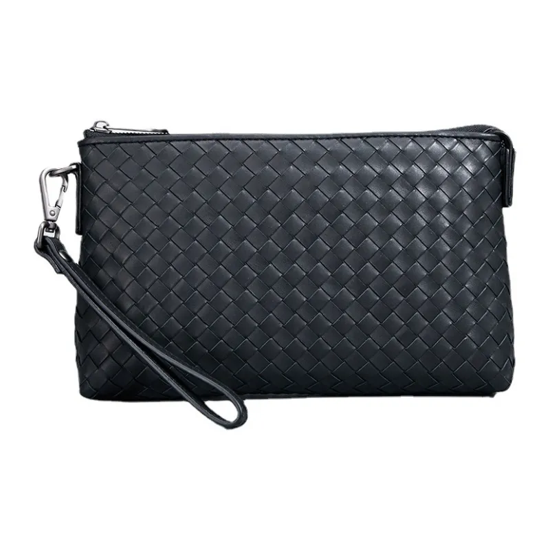 CMLZIUA Top Grain Cow Leather Clutch Unisex Black-0