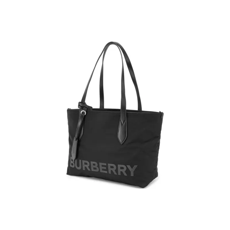 Burberry Calfskin Trim Tote Bag, Shopping Bag, Shoulder Bag, Handbag Small Size Women's Pure Black-2